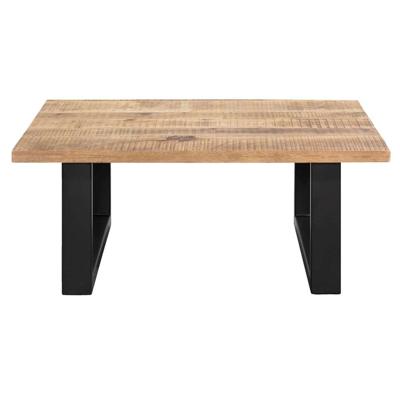 Leen Bakker - Salontafel Trevor - Mangohout - 42x100x100 Cm - Hout/Metaal - Bruin#Zwart