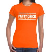 Oranje t-shirt dames met tekst Party chick 2XL  -
