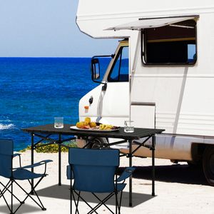 Campingtafel Opvouwbaar Klaptafel Tuintafel met Aluminium Tafelblad voor 4 Personen Incl. Draagtas 95 x 55 x 50 cm Zwart