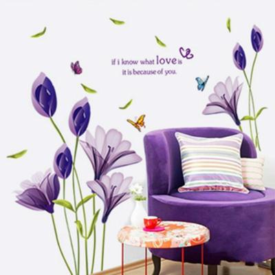 Home decor DIY Purple Lily bloem posters woonkamer decoratieve muur stickers verwisselbare waterdichte stickers maat: M