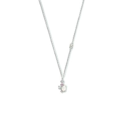 Ketting Zilver Rozenkwarts En Zirkonia 1,4 mm 40 + 4 cm