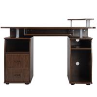Computertafel Bureau Kantoortafel Werktafel PC-Tafel met Toetsenbordlade Laden Printerplank 120 x 55 x 85cm - Zwart/Wit/Bruin