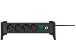 Brennenstuhl 1391040400 Alu-office-Line Stekkerdoos | 4 sockets | Zwart/Zilver | Schakelaar | 1,8 meter