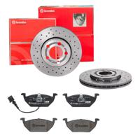 Remmenset, remschijf BREMBO, Remschijftype: Geperforeerd / Geventileerd, Inbouwplaats: Vooras, u.a. für Audi, Skoda, VW, Seat