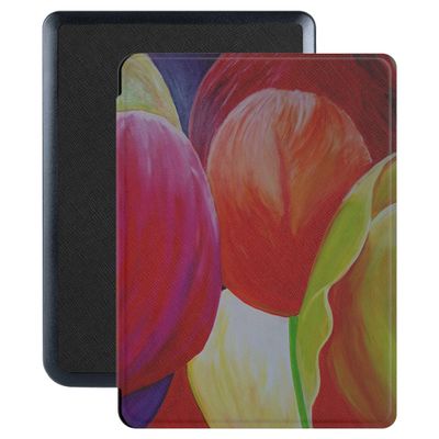 Lunso - Kobo Nia hoes (6 inch) - Vegan Saffiano Leren sleep cover - Tulpen