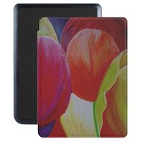 Lunso - Kobo Nia hoes (6 inch) - Vegan Saffiano Leren sleep cover - Tulpen