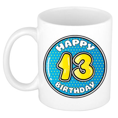 Verjaardag cadeau mok - 13 jaar - blauw - 300 ml - keramiek Verjaardag cadeau mok - 13 jaar - blauw - 300 ml - keramiek