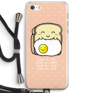 Sleep All Day: iPhone 5 / 5S / SE Transparant Hoesje met koord