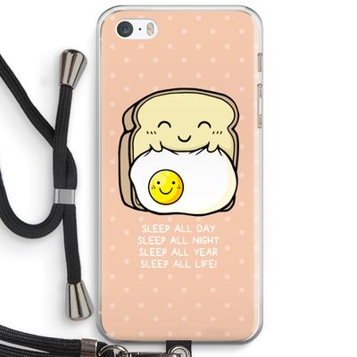 Sleep All Day: iPhone 5 / 5S / SE Transparant Hoesje met koord