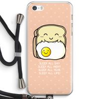 Sleep All Day: iPhone 5 / 5S / SE Transparant Hoesje met koord