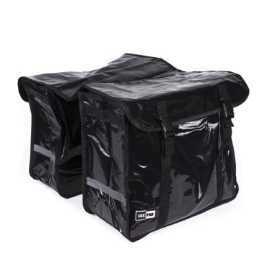 Ruime dubbele fietstas - zwart - 46L - 39 x 35 x 17 cm - bisonyl - gespsluiting