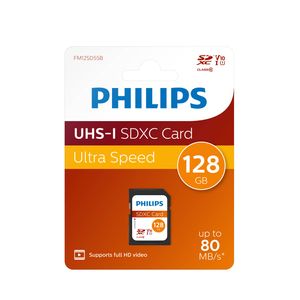 Philips SDXC geheugenkaart 128GB - Class 10 - UHS-I U1 - FM12SD55B