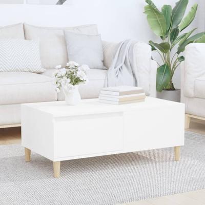 Salontafel 90x50x36,5 cm bewerkt hout wit