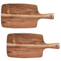 2x Rechthoekige acacia houten snij/serveerplanken 42 cm - Snijplanken