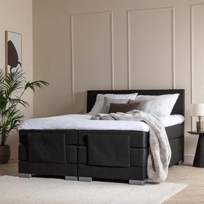Elektrisch Verstelbare 2-Persoons Elektrische Boxspring Julia - Zwart - Zwart 140x200 Cm - Pocketvering - Inclusief Topper - Dekbed-Discounter.nl