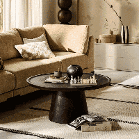 vtwonen Ronde Salontafel 'Coffee A Gogo' Mangohout, 90cm