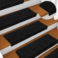 Trapmatten 10 st 65x21x4 cm Zwart Rechthoekige Rand