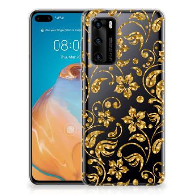 Huawei P40 | TPU Case | Gouden Bloemen Huawei P40 | TPU Case | Gouden Bloemen