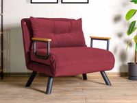 Converteerbare fauteuil SANDERO 1 plaats stof rood - thumbnail
