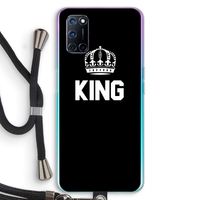 King zwart: Oppo A92 Transparant Hoesje met koord King zwart: Oppo A92 Transparant Hoesje met koord