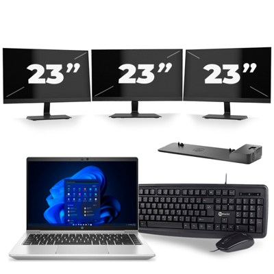 HP ProBook 640 G8 - Intel Core i5-11e Generatie - 14 inch - 16GB RAM - 256GB SSD - Windows 11 + 3x 23 inch Monitor