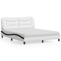 Bed met matras kunstleer wit en zwart 160x200 cm
