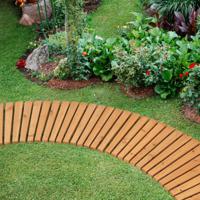 Houten Tuinpad Rollend Gebogen Pad met Antisliptextuur Weerbestendige Decoratieve Buitenloopbrug voor Tuin Terras Strand Natuurlijk