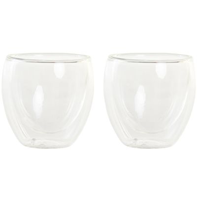 Koffieglazen/theeglazen dubbelwandig - set 2x - espresso glazen - 100 ml