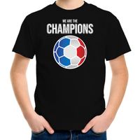 Frankrijk EK/ WK supporter t-shirt we are the champions met Franse voetbal zwart kinderen - thumbnail