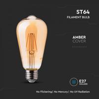E27 LED Lamp - 6 Watt 550lm - 2200K amberkleurig - Vervangt 40 Watt - E27 fitting - ST64 lamp - Edison lamp - Grote fitting