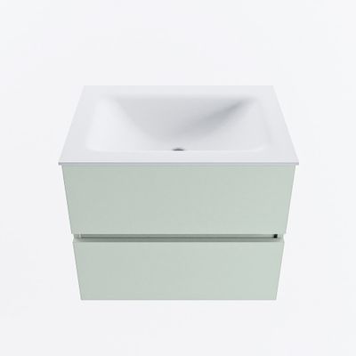 MONDIAZ VICA 60cm badmeubel onderkast Greey 2 lades. Wastafel CLOUD midden zonder kraangat, kleur Talc.