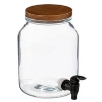 Drank dispenser/limonadetap - 3 liter - glas - met kunststof kraantje - thumbnail