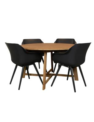 Alexander teak tuintafel 130 rond met Sophie Studio dining tuinstoel
