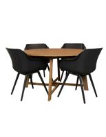 Alexander teak tuintafel 130 rond met Sophie Studio dining tuinstoel