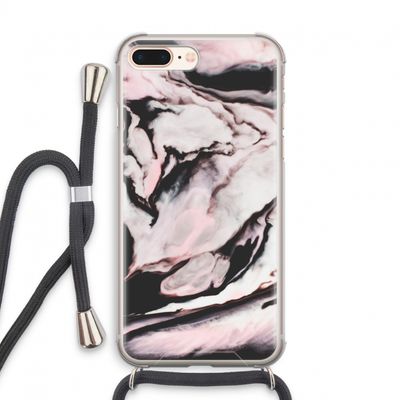 Roze stroom: iPhone 8 Plus Transparant Hoesje met koord