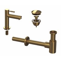 INK 1A Fonteinkraanset - staande Fonteinkraan - laag - always open - plug en designSifon - Brushed mat goud 9902403