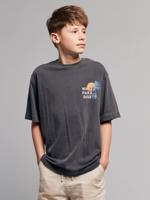 Oversized t-shirt voor jongens van katoen antraciet