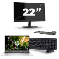 HP EliteBook 855 G7 - AMD Ryzen 3 Pro 4450U - 15 inch - 16GB RAM - 256GB SSD - Windows 10 Home + 1x 22 inch Monitor