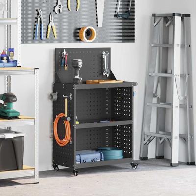 Gereedschapswagen Zwart 65 x 35 x 111 cm Poedergecoat staal