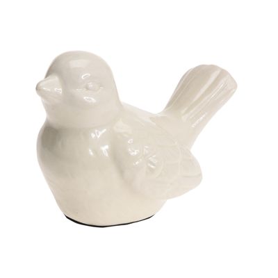 Decoratie dieren beeld vogel wit met staart omhoog 12 cm