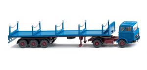Wiking 055406 H0 Vrachtwagen Mercedes Benz Trekker-rongenopleggercombinatie azuurblauw