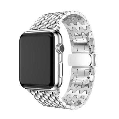Dragon graan Solid roestvrijstalen polsband horlogeband voor Apple Watch serie 3 & 2 & 1 42mm (zilver)