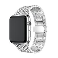 Dragon graan Solid roestvrijstalen polsband horlogeband voor Apple Watch serie 3 & 2 & 1 42mm (zilver)