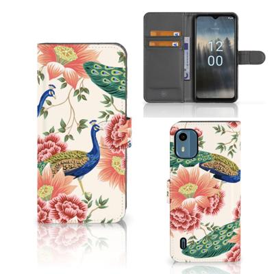 Telefoonhoesje | Met pasjeshouder | voor Nokia C12 Pink Peacock