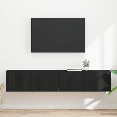 TV Wandkast 2 pcs Zwart 60 x 31 x 29.5 cm Bewerkt hout