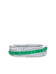 KWIAT bague Splendor en or blanc 18ct ornée d'émeraudes et diamant - Argent