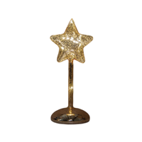 Ster op stam glas led op batterij met timer h23.5 cm mercury goud - Annas collection