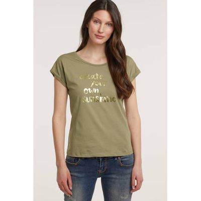 Cream T-shirt met printopdruk groen Cream T-shirt met printopdruk groen