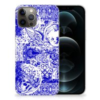 Silicone Back Case iPhone 12 Pro Max Angel Skull Blauw