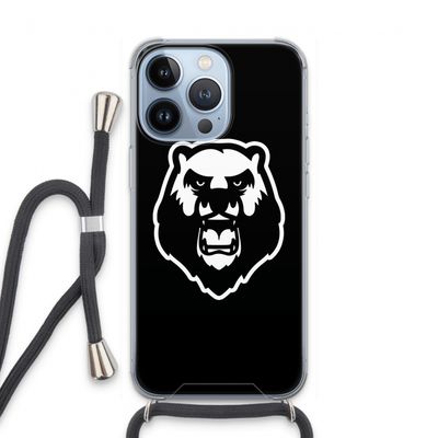 Angry Bear (black): iPhone 13 Pro Transparant Hoesje met koord